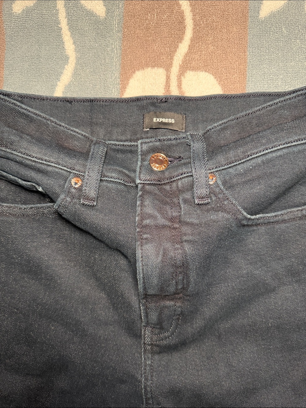 Express Women’s 90’s Slim super high rise Dark Blue Jeans in Deep Indigo